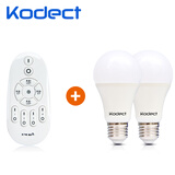 kodect遥控可调光调色LED灯泡超亮2.4G节能光源喂奶夜灯无极E27螺口220V 遥控器+2个灯泡 12W