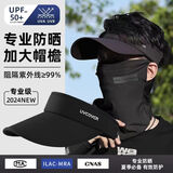 靓魅姿防晒帽子套装全护脸面罩冰袖夏季遮阳帽户外冰丝防晒三件套男 黑色 （帽子+面罩）