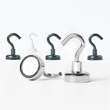 圣西陶 磁吸挂钩免打孔创意防盗门后钥匙金属冰箱吸铁石厨房无痕磁力粘钩办公桌衣柜洗衣机挂钩金属 大号磁吸四个装【黑色】