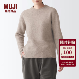 无印良品 MUJI 女式 含牦牛绒骆驼绒圆领毛衣 长袖针织衫秋 冬季 深咖啡色 XS-S 155/80A