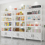 艾业（AIYE） 展示柜货架日用品超市展架烟酒零食化妆品母婴置物架便利店钢木 白架加大理石【带柜】 六层长120*宽30*高205cm