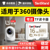 闪立 适用于360摄像头监控内存卡高速内存卡class10存储sd卡摄像头内存卡FAT32格式 16G【适用于360监控摄像头内存卡】赠送读卡器
