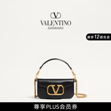 华伦天奴VALENTINO[礼物]女士 LOCO 小号小牛皮手袋链条包单肩斜挎手提包 温柔黑 均码