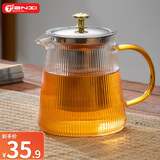 天喜（TIANXI）玻璃茶壶竖纹茶水分离壶茶道杯耐热加厚煮茶壶煮茶器带过滤烧水壶 竖纹茶壶 1000ml
