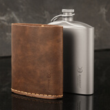 银蚁纯钛小酒壶随身酒具户外便捷钛合金装扁白酒瓶四五两酒半斤可定制 260ML纯钛磨砂酒壶+钛漏斗+皮套