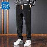 真维斯加绒加厚休闲裤男2025秋冬季新款裤子直筒宽松运动卫裤博奥绒长裤 095黑色 XL （建议125-145斤）