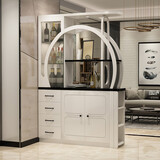 洛森凡 现代简约时尚屏风装饰柜进门玄关沙发旁客厅与餐厅隔断柜门厅酒柜子间厅柜9lhLmMSTdZ 1.46米长（白亮光+黑色亮光台面）