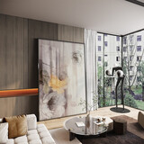 法彩(FACAI) 油画纯手绘 玄关装饰画 轻奢客厅挂画简约现代背景墙壁画 富贵牡丹 80*120(铝合金属画框+喷绘)