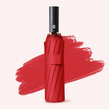 全品屋全自动商务黑胶折叠伞大号男女双人三折自动晴雨伞两用遮阳太阳伞 升级款十二骨-酒红（黑胶）