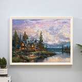 港越实木拼图框架裱框拼图相框挂墙装饰画框定制 235白色 1000片50.5*75.5cm不含画