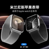 毕亚兹适用苹果手表表带applewatch S9/10米兰尼斯磁吸表带支持iWatch8/Ultra2/7代42/44/45/49mm-BD3黑