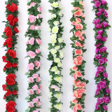 双盟仿真玫瑰假花藤条蔓壁挂缠绕空调水管道遮挡装饰客厅吊顶塑料植物