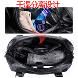 袋鼠 2022新款真皮男士手提旅行包大容量旅行袋行李包商务出差健身包 大号黑(升级款干湿分离)