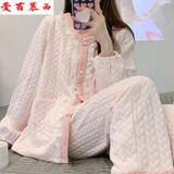 爱茵慕西秋冬月子服纯空气棉夹层孕妇睡衣产后哺乳套装冬季保暖家居服 ASY2301#不带胸垫 XL码 (推荐体重115-135斤左右)