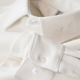 PRIDEME轻奢冬季加厚款保暖磨毛呢料衬衫男长袖修身商务休闲衬衣男士上衣 BNS2633-白色 L 【体重建议：120-130斤】