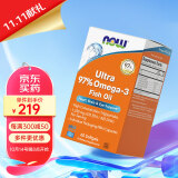 诺奥(NOW Foods)至纯真97%高纯度鱼油rTG型97鱼油omega3含DPA深海鱼油软胶囊60粒迷你易吞服无腥便携