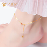 ZJUZ18K金脚链女玫瑰金女au750黄金脚链彩金脚链心形时尚细脚链礼物 18K金心形脚链 黄金色（24cm）