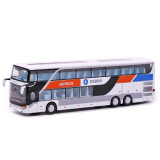 节日礼物公交车玩具双层巴士模型仿真公共汽车合金大巴车玩具车儿童小汽车 宝思仑双层公交巴士白色