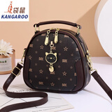 袋鼠（KANGAROO）春夏质感小包包女2025新款流行小圆包时尚单肩包百搭手提斜挎包 98咖啡两层小圆包