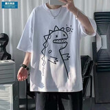 栢斐荻短袖T恤男夏季宽松印花男生短袖t恤宽松新款韩版潮流T恤学生 朝社坊 C17 白色 XL