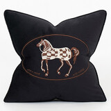 Avigers 靠垫女王欧式轻奢沙发抱枕客厅汽车办公室腰枕靠背垫不含芯 伊玛仑 黑色 50cm*50cm 含枕芯