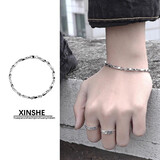 芯奢钛钢男士手链潮流简约莫比乌斯男生手环小众设计菱形学生情侣手链 扭曲手链