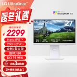 LG 27GS86Q 白色 27英寸 NanoIPS 2K显示器 180Hz原生200Hz超频 HDR400 L型支架 1ms 游戏电竞显示屏