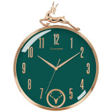 康巴丝（Compas）挂钟客厅钟表 简约时钟 卧室石英钟表挂墙 C3269-鹿头 镀金绿色