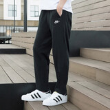 耐克（NIKE）运动裤男裤2025夏季户外防风跑步训练健身休闲裤宽松学生长裤 BV2767-010纯棉亲肤 黑色直筒裤 L 推荐130-150斤