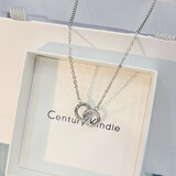 CENTURY& KINDLE 双环情侣项链一对情侣款项链女ins小众设计项链男个性款生日礼物 【白金色】双环项链