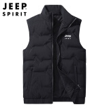 JEEP SPIRIT吉普羽绒马甲男冬季立领背心上衣商务纯色无袖外套男装 黑色 XL 