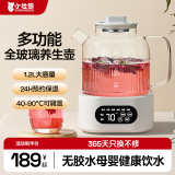 小壮熊烧水壶保温一体电热水壶智能养生壶全玻璃恒温壶婴儿调奶器家用煮茶器炖煮壶全自动上水电热水壶 1.2L 花茶养生壶丨40-90℃调温+茶漏