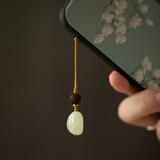 日礼万寄手机挂件玉石和田玉籽料随形男女款手机链包挂中国风饰品