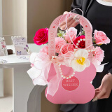 初朵粉色康乃馨花篮永生香皂玫瑰花生日礼物母亲节实用高级送闺蜜妈妈