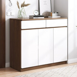 宜造（YIZAO）门口鞋柜入户柜家用简约现代大容量玄关柜收纳门厅柜阳台柜储物柜 【三门两抽】橡木色90*32*100CM 自主安装