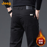 JEEP吉普加绒加厚高端男士休闲裤男2025秋冬新款商务直筒纯棉长裤子男