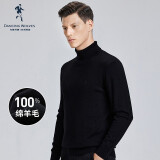 与狼共舞羊毛衫男高领毛衣冬款时尚百搭保暖100%羊毛针织衫男 001黑色 L 175