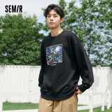 森马（Semir）【卫衣合辑】森马卫衣男慵懒风上衣基础百搭男生印花情侣套头衫潮 【H款】黑色 165/84A/S