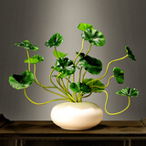 帕美居 禅意中式花瓶摆件创意客厅电视柜装饰品房间酒柜玄关陶瓷工艺品 花瓶+铜钱草