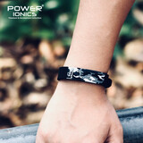 power ionics 欧美负离子迷彩能量平衡防水时尚饰品情侣运动手环礼品手链刻字 灰黑