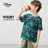 迪士尼（DISNEY）童装儿童男童短袖T恤针织双面吸湿打底上衣24夏DB421AA14灰150