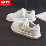 回力女鞋厚底小白鞋女2026春季百搭休闲鞋子女新款面包鞋轻便耐磨板鞋 米色|0043 37 (235mm)