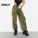 ONLY2025秋季新款休闲运动风宽松长款直筒束脚休闲裤女|125114017 E05 灰橄榄绿 L (170) 72A