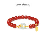 周大生锦鲤上岸手链和田玉平安扣情侣手串纯银玛瑙送女友生日礼物送女友