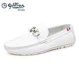金利来男鞋新款商务休闲驾车鞋平底真皮豆豆鞋男透气软底皮鞋春季小码 白色 （单层） 39