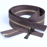 长科5号金属铜拉链外套衣服羽绒服长款开尾黑色拉锁条包包拉链头配件 真铜 咖啡色70cm 1条