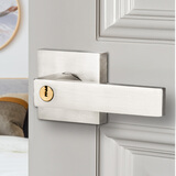 杰犀球形锁室内卧室三杆式执手锁房门锁球锁改把手圆锁家用通用型 方形-银色 方向通用