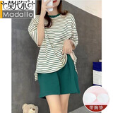 莫代尔睡衣女棉质短袖短裤两件套装2025年新款夏季带显瘦胸垫家居服可穿