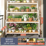 斯朴洛特2024新款花架可移动带轮置物架阶梯客厅落地式多层花架子阳台室外 四层白架120长