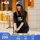 FILA斐乐官方女子连衣裙新款多彩时尚休闲针织连衣裙 正黑色-BK 155/76A/XS